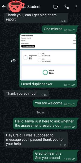 A Study of the University College London, UK satisfied with that the level of plagiarism achieved from the academic writing service offered by Craig Educational Consult.