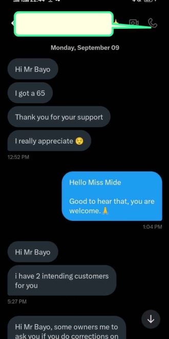 A Nigerian in the UK appreciating an academic coach from Craig Educational Consult who provided academic guide for her while she undertook her final year research