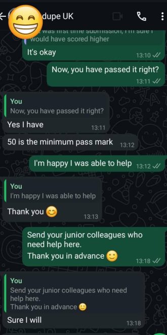 Continuation of the feedback given by the Nigerian Lady studying in the UK appreciating Craig Educational Consult for the good work delivered